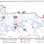 Fig. 1. Distribution map of formalized (or ceremonial) architecture: 1, Sklavokampos; 2, Tylissos; 3, Knossos; 4, Archanes; 5, Vathypetro; 6, Xeri Kara; 7, Amnissos; 8, Nirou Chani; 9, Galatas; 10, Kastelli; 11, Malia (= fig. 8 in published article).