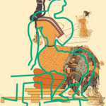 Fig. 9. Reconstruction of goddess with outline of Chania sealing figure (drawing by R. Ruppert).