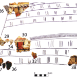 Fig. 18. Detail of hem, Fragments 27–30, 32, 34–8; preliminary drawing and arrangement by the author (K. May; courtesy INSTAP-SCEC).