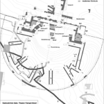 Fig. 1. Umm Qeis/Gadara. Theatre-temple area with single phases in the construction of the so-called lower tunnel system (C. Bührig).