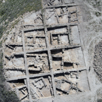 Fig. 2. Tall Zira'a, Gadara Region Project. Aerial view of Tall Zira'a area II with Umayyad, Byzantine, and Roman architectural remains at the end of the spring 2009 campaign.