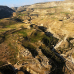 Fig. 6. Khirbat edh-Dharih in a tributary of Wadi el-Hasa in central Jordan is a well-known Nabataean site, 100 km north of Petra. It has been under excavation by François Villeneuve for many years.