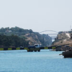 Fig. 1. The steep slope of the Isthmus of Corinth as it appears from the Corinthian Gulf.