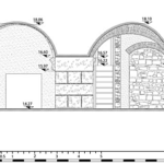 Fig. 7. Largo del Pallaro, 5–6, interior of the arcade between Rooms 1/3 and 2/4, a section of the west wall of the aditus maximus (drawing by D. Silenzi; courtesy University of London).