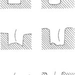 Fig. 1. Sections of three borings for mortises in the bathing slab at Tiryns (after Küpper 1996, fig. 104).