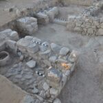 Fig. 56. Large oven (tannur) in field D (square F4) at Khirbat al-Mudaybi', looking southeast (G. Mattingly).