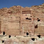 Fig. 73. Facade tombs (Tombs Brünnow 779 and 781) at the base of al-Khubthah, Petra (L. Wadeson).