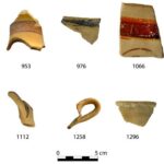 Fig. 3. Finds from the interior of Room B1 of the Extension B1/B2/B3 in the Megaron B complex. The sherd numbers correspond to catalogue numbers in Cosmopoulos (forthcoming).