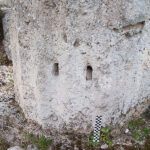 Fig. 1. Detail of small double cutting on a column in the Archaic Colonnade at ancient Corinth.