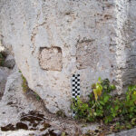 Fig. 3. Detail of large double cutting on a column in the Archaic Colonnade at ancient Corinth.