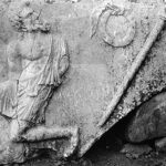 Fig. 4. Spandrel block from the Arch of Augustus with a bound captive depicted in relief (G.R. Swain, archive photograph, 1924, no. 7.1275, Pisidian Antioch excavation archive, Kelsey Museum of Archaeology, University of Michigan; courtesy Kelsey Museum of Archaeology).