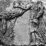 Fig. 6. Spandrel block from the Arch of Augustus with a Victory and garland depicted in relief (G.R. Swain, archive photograph, 1924, no. 7.1139, Pisidian Antioch excavation archive, Kelsey Museum of Archaeology, University of Michigan; courtesy Kelsey Museum of Archaeology).