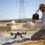 Fig. 11. Octicopter in use by Kent Bramlett at Site 84 at Tall al-‘Umayri.