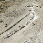 Fig. 20. Aerial view of the barrage and rock-cut cistern system at Jabal Juhayra.