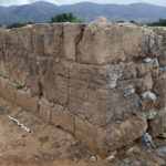 Fig. 6. Elaborate sandstone ashlar masonry in Area VII (west wall of Room VII 6, looking southwest), showing the careful positioning of the blocks.