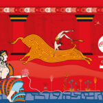 Fig. 1. Commercial poster for Coca-Cola in Crete in summer 2017, showing various themes inspired by Cretan, especially Knossian, mythology and art; the design of the Taureador Fresco from the palace of Knossos (Evans 1930, fig. 144) is transformed to render a labyrinth on the body of the bull (© 2017 The Coca-Cola Company. All rights reserved).