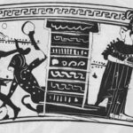 Fig. 2. Early fifth-century Attic black-figure lekythos, attributed to the Beldam Painter, showing the Minotaur next to a structure. Athens, National Museum, inv. no. 1061 (ABL, no. 268.54; BAPD, no. 352150) (Cook 1914, 474).