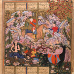 Fig. 5. A Khusraw Watching Shirin Bathing, from a copy of Nizami’s Khamsa by Qasim Katib Muharram-Jumada II, 1583 C.E., obj. no. NEP3, fol. 49B. The exhibition features a changing selection of pages from this copy of the 12th-century quintet of stories in verse, the most beloved storybook in Persian culture (courtesy Penn Museum, Philadelphia).