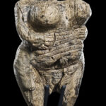 Fig. 3. Venus of Hohle Fels, mammoth ivory, 35,000–40,000 years old, ht. 6 cm. Blaubeuren, Urgeschichtliches Museum (J. Wiedmann; © Urgeschichtliches Museum Blaubeuren).