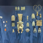 Fig. 3. Faience plaques and other jewelry as displayed in “Ancient Nubia Now,” Napatan period, 750–650 BCE, excavated at El-Kurru. Boston, Museum of Fine Arts, Ann and Graham Gund Gallery (© Museum of Fine Arts, Boston).