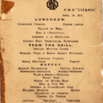 Fig. 4. Menu for 14 April 1912, recovered from the wreck of the R.M.S. Titanic and conserved with parylene. Private collection (© Henry Aldridge & Son Ltd).