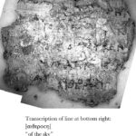 Fig. 12. Callatis papyrus fr. 25 verso, showing multiple lines of writing superimposed from different layers (montage of infrared microphotographs by R. Janko, reversed by digital processing; courtesy Archaeological Museum of Callatis, Mangalia).