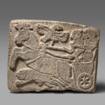 Fig. 5. Orthostat relief lion-hunt scene, Hittite, ca. 10th–9th century BCE, Tell Halaf, Syria, ht. 56 cm. New York, Metropolitan Museum of Art 43.135.2, acq. 1943, Rogers Fund (courtesy Metropolitan Museum of Art).