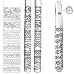 Fig. 10. Carved ivory and bone objects from Level V in Area AA: 1, small carved ivory artifact; 2, decorated bone pendant (drawings by G. Hasel).