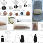 Fig. 11. Selected small finds from general Terraced Building Phase 2 debris, grouped here be material. Clay objects: spindlewhorls (a, HM25680; b, HM26628; c, HM25603; d, HM23442; e, HM15741; f, HM15863; g, HM16729; h, HM16732; i, HM15743); stamp seal (j, HM15433); solid, conical object (k, HM16447); brush handle (l, HM27123); spit supports (r, HM15718; s, HM15893; t, HM24884); and loomweights (u, HM15419; v, HM15421; w, HM25681; x, HM25682; y, HM25689). Copper-based objects: band (m, HM22086) and toggle pin (n, HM16597). Stone objects: (o, whetstone pendant?, HM25692; p, grinding stone and pounder, HM16570, HM16578; q, polisher, HM16569) (a–j now in the Elmalı Museum; n, u now in the Antalya Museum).