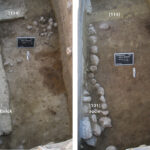 Fig. 15. Two successive views, left to right, of building in North Sounding Phase C during excavation.