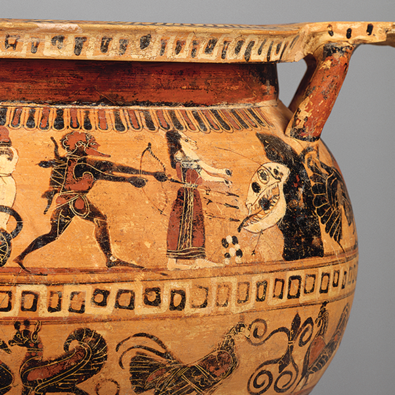 Column krater depicting Herakles, Hesione, and the Trojan Ketos, ca. 575–550 BCE, from Caere. Boston, Museum of Fine Arts 63.420, acq. 1963 (© 2024 Museum of Fine Arts, Boston).