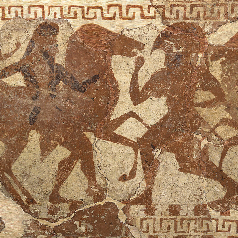 Detail of the Princeton sarcophagus showing Persian horse handlers (© Princeton University Art Museum/Art Resource, NY).
