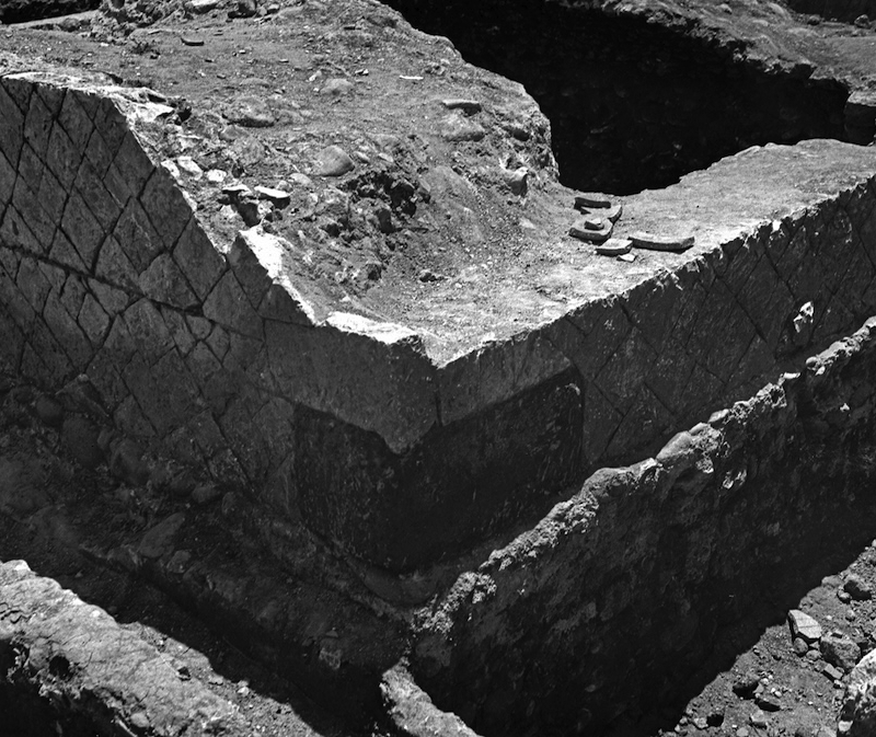 The “grand tombeau” faced with opus reticulatum, in sector 20-H of the Southwestern Necropolis (Photo N366; courtesy Antioch Excavation Collection, Department of Art and Archaeology, Princeton University).